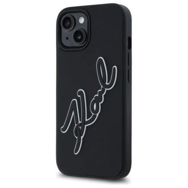 iPhone 15 Karl Lagerfeld 3D Rubber Signature dėklas - juodas 1