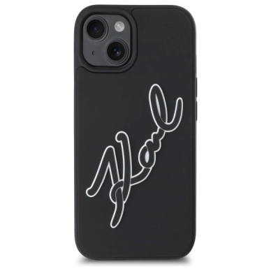 iPhone 15 Karl Lagerfeld 3D Rubber Signature dėklas - juodas 2