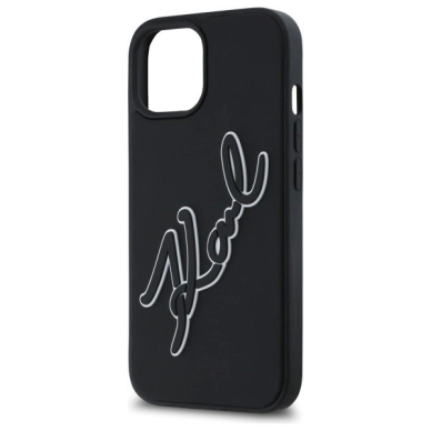 iPhone 15 Karl Lagerfeld 3D Rubber Signature dėklas - juodas 5