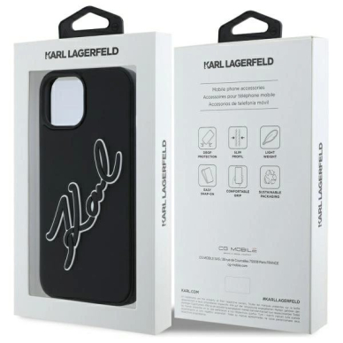 iPhone 15 Karl Lagerfeld 3D Rubber Signature dėklas - juodas 7
