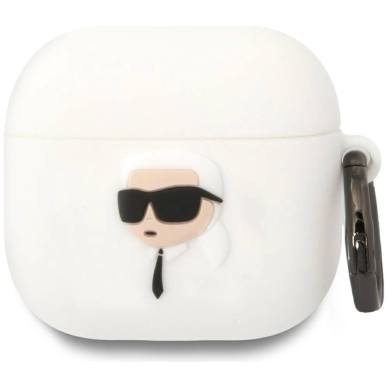 AirPods 4 Karl Lagerfeld 3D Silicone NFT dėklas - baltas