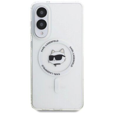 Samsung Galaxy S25 Edge dėklas Karl Lagerfeld Button Choupette Head Printed Logo su MagSafe – baltas 2