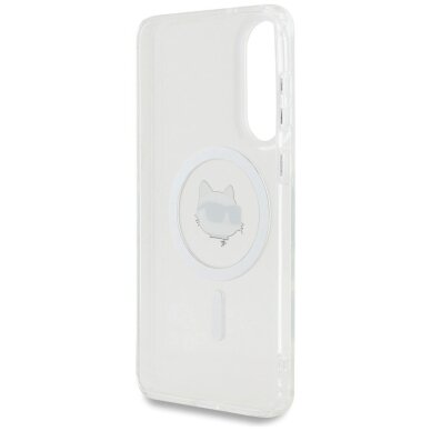 Samsung Galaxy S25 Edge dėklas Karl Lagerfeld Button Choupette Head Printed Logo su MagSafe – baltas 6