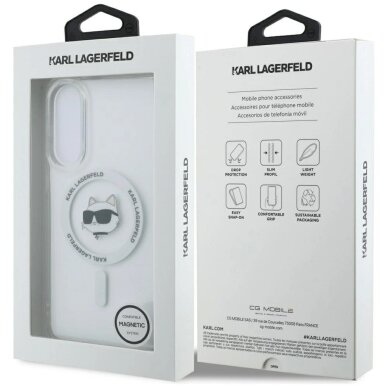 Samsung Galaxy S25 Edge dėklas Karl Lagerfeld Button Choupette Head Printed Logo su MagSafe – baltas 7