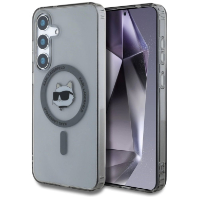 Karl Lagerfeld Button Choupette Head Printed Logo MagSafe Samsung Galaxy S25 Dėklas Juodas Karl Lagerfeld Button Choupette Head Printed Logo MagSafe Samsung Galaxy S25 Dėklas Juodas