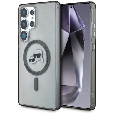 Karl Lagerfeld Button Karl Choupette Heads Printed Logo MagSafe Samsung Galaxy S25 Ultra Dėklas Juodas Karl Lagerfeld Button Karl Choupette Heads Printed Logo MagSafe Samsung Galaxy S25 Ultra Dėklas Juodas