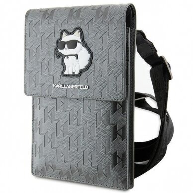 Orginalus dėklas Karl Lagerfeld Case KLWBSAKHPCG Handbag - Silver Saffiano Monogram Choupette Orginalus dėklas Karl Lagerfeld Case KLWBSAKHPCG Handbag - Silver Saffiano Monogram Choupette