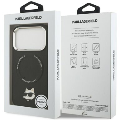 iPhone 17 Pro Karl Lagerfeld Choupette Pin MagSafe dėklas – juodas 7