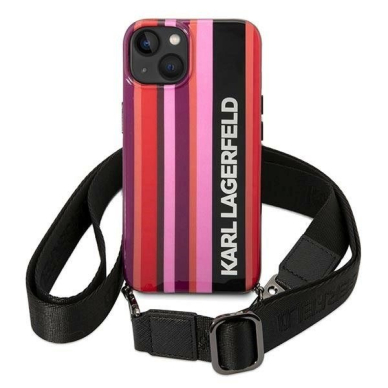 Karl Lagerfeld Color Stripes Strap Dėklas skirtas iPhone 14 Plus / 15 Plus 6.7&quot; - Rožinis 1