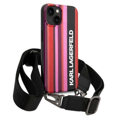 Karl Lagerfeld Color Stripes Strap Dėklas skirtas iPhone 14 Plus / 15 Plus 6.7&quot; - Rožinis 2