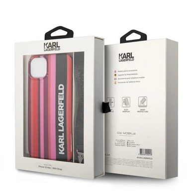 Karl Lagerfeld Color Stripes Strap Dėklas skirtas iPhone 14 Plus / 15 Plus 6.7&quot; - Rožinis 6
