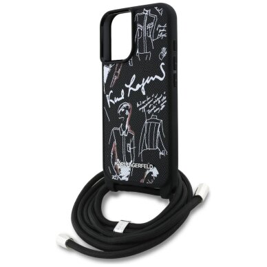 iPhone 16 dėklas Karl Lagerfeld Crossbody Grained Pattern & Logo – juodas 4