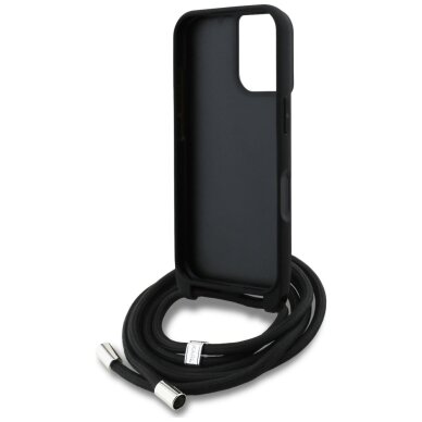 iPhone 16 dėklas Karl Lagerfeld Crossbody Grained Pattern & Logo – juodas 5