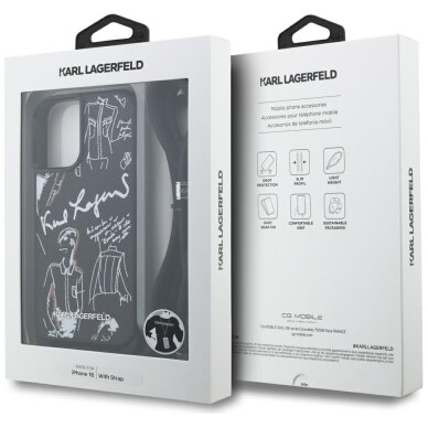 iPhone 16 dėklas Karl Lagerfeld Crossbody Grained Pattern & Logo – juodas 6