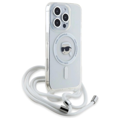 Dėklas Karl Lagerfeld Crossbody IML Karl Head Magsafe iPhone 16 Pro Max - Skaidrus 2 Dėklas Karl Lagerfeld Crossbody IML Karl Head Magsafe iPhone 16 Pro Max - Skaidrus 2