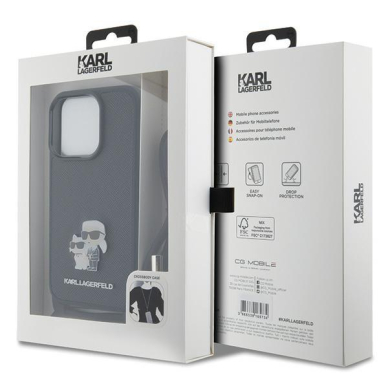 Karl Lagerfeld Crossbody Saffiano Metal Pin Karl &amp; Choupette case for iPhone 15 Pro - black 6