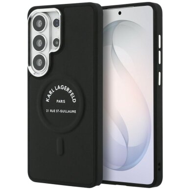 Samsung Galaxy S26 Ultra Karl Lagerfeld Embossed Ring RSG Logo MagSafe dėklas – juodas