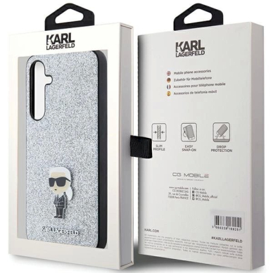 Karl Lagerfeld Fixed Glitter Ikonik Logo Metal Pin dėklas Samsung Galaxy A35 - silver 7 Karl Lagerfeld Fixed Glitter Ikonik Logo Metal Pin dėklas Samsung Galaxy A35 - silver 7