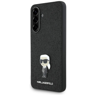 Karl Lagerfeld Fixed Glitter Ikonik Logo Metal Pin Dėklas skirtas Samsung Galaxy A56 - Juodas