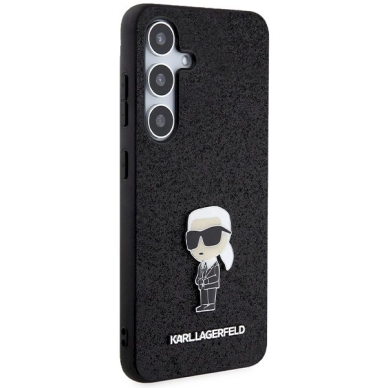 Karl Lagerfeld Fixed Glitter Ikonik Logo Metal Pin Dėklas skirtas Samsung Galaxy S24 - Juodas 3