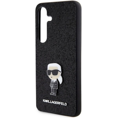 Karl Lagerfeld Fixed Glitter Ikonik Logo Metal Pin Dėklas skirtas Samsung Galaxy S24 - Juodas 5