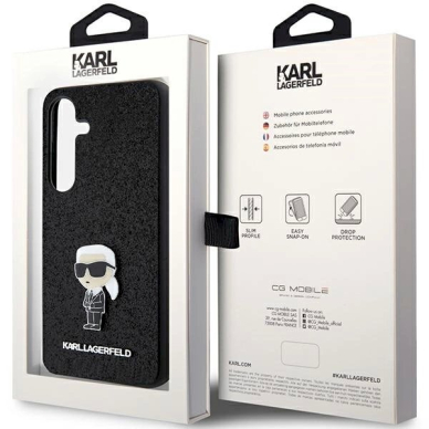 Karl Lagerfeld Fixed Glitter Ikonik Logo Metal Pin Dėklas skirtas Samsung Galaxy S24 - Juodas 7