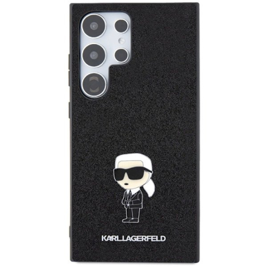 Karl Lagerfeld Fixed Glitter Ikonik Logo Metal Pin Dėklas skirtas Samsung Galaxy S24 Ultra - Juodas 2