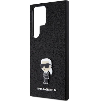 Karl Lagerfeld Fixed Glitter Ikonik Logo Metal Pin Dėklas skirtas Samsung Galaxy S24 Ultra - Juodas 5
