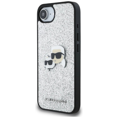 Karl Lagerfeld Fixed Glitter Ikonik Metal Pin Dėklas skirtas iPhone 16e - Sidabrinis 1