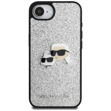 Karl Lagerfeld Fixed Glitter Ikonik Metal Pin Dėklas skirtas iPhone 16e - Sidabrinis 2