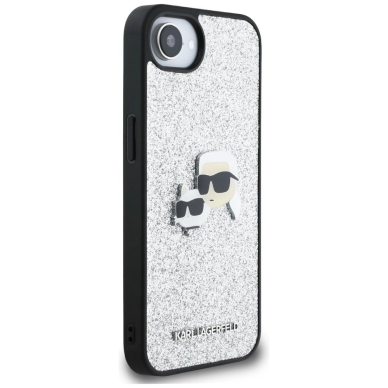 Karl Lagerfeld Fixed Glitter Ikonik Metal Pin Dėklas skirtas iPhone 16e - Sidabrinis 3