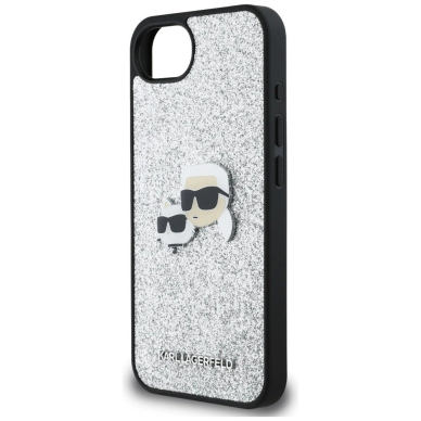Karl Lagerfeld Fixed Glitter Ikonik Metal Pin Dėklas skirtas iPhone 16e - Sidabrinis 5