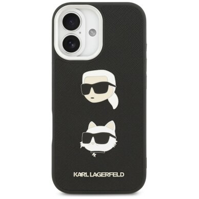 iPhone 17 Karl Lagerfeld FW Grained Karl & Choupette Heads Pins & Logo dėklas – juodas 2