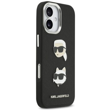 iPhone 17 Karl Lagerfeld FW Grained Karl & Choupette Heads Pins & Logo dėklas – juodas 3