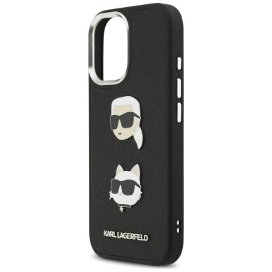 iPhone 17 Karl Lagerfeld FW Grained Karl & Choupette Heads Pins & Logo dėklas – juodas 5 iPhone 17 Karl Lagerfeld FW Grained Karl & Choupette Heads Pins & Logo dėklas – juodas 5