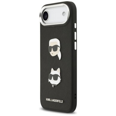 iPhone Air Karl Lagerfeld FW Grained Karl & Choupette Heads Pins & Logo dėklas – juodas 1 iPhone Air Karl Lagerfeld FW Grained Karl & Choupette Heads Pins & Logo dėklas – juodas 1