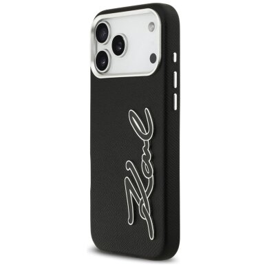 iPhone 17 Pro Max Karl Lagerfeld FW Grained Signature Logo dėklas – juodas 1 iPhone 17 Pro Max Karl Lagerfeld FW Grained Signature Logo dėklas – juodas 1