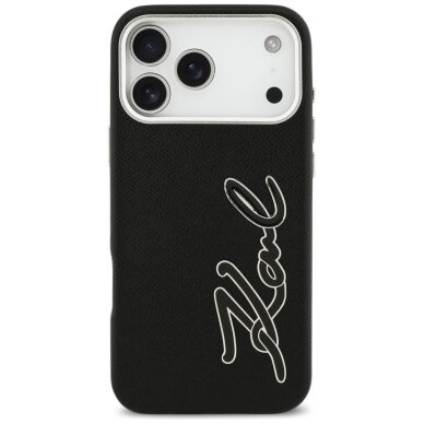 iPhone 17 Pro Max Karl Lagerfeld FW Grained Signature Logo dėklas – juodas 2 iPhone 17 Pro Max Karl Lagerfeld FW Grained Signature Logo dėklas – juodas 2