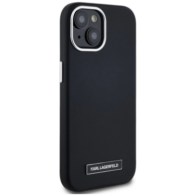 iPhone 15 Karl Lagerfeld FW Metal Plate MagSafe dėklas - juodas 3