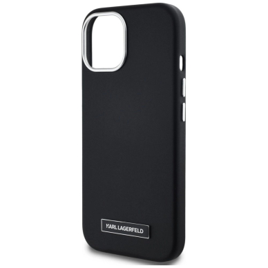 iPhone 15 Karl Lagerfeld FW Metal Plate MagSafe dėklas - juodas 5