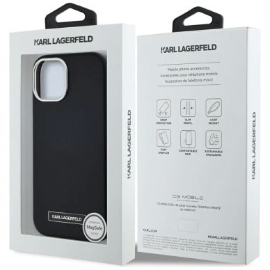 iPhone 15 Karl Lagerfeld FW Metal Plate MagSafe dėklas - juodas 7