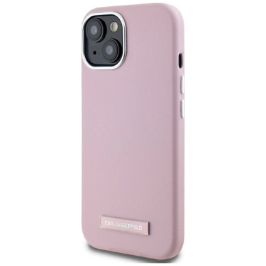 iPhone 15 Karl Lagerfeld FW Metal Plate MagSafe dėklas - rožinis 1