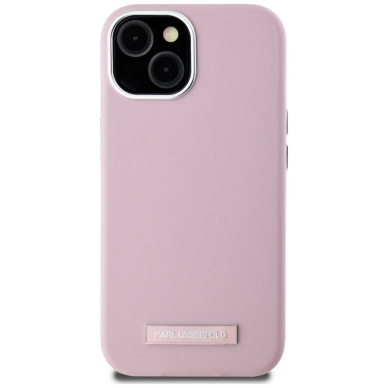 iPhone 15 Karl Lagerfeld FW Metal Plate MagSafe dėklas - rožinis 2
