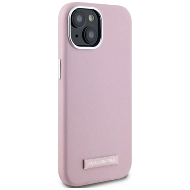 iPhone 15 Karl Lagerfeld FW Metal Plate MagSafe dėklas - rožinis 3