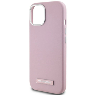 iPhone 15 Karl Lagerfeld FW Metal Plate MagSafe dėklas - rožinis 5
