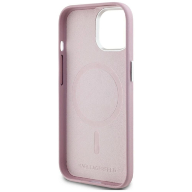 iPhone 15 Karl Lagerfeld FW Metal Plate MagSafe dėklas - rožinis 6