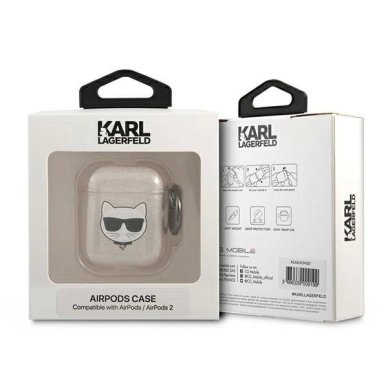 Karl Lagerfeld Glitter Choupette Dėklas skirtas AirPods 1 / 2 - Auksinis 3 Karl Lagerfeld Glitter Choupette Dėklas skirtas AirPods 1 / 2 - Auksinis 3