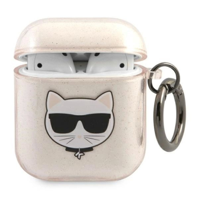 Karl Lagerfeld Glitter Choupette Dėklas skirtas AirPods 1 / 2 - Auksinis Karl Lagerfeld Glitter Choupette Dėklas skirtas AirPods 1 / 2 - Auksinis