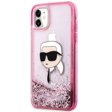 Karl Lagerfeld Glitter Karl Head iPhone 11/XR Case - rožinis 1 Karl Lagerfeld Glitter Karl Head iPhone 11/XR Case - rožinis 1