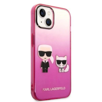 Karl Lagerfeld Gradient Ikonik Karl & Choupette Dėklas skirtas iPhone 14 / 15 / 13 6.1&quot; - Rožinis 3